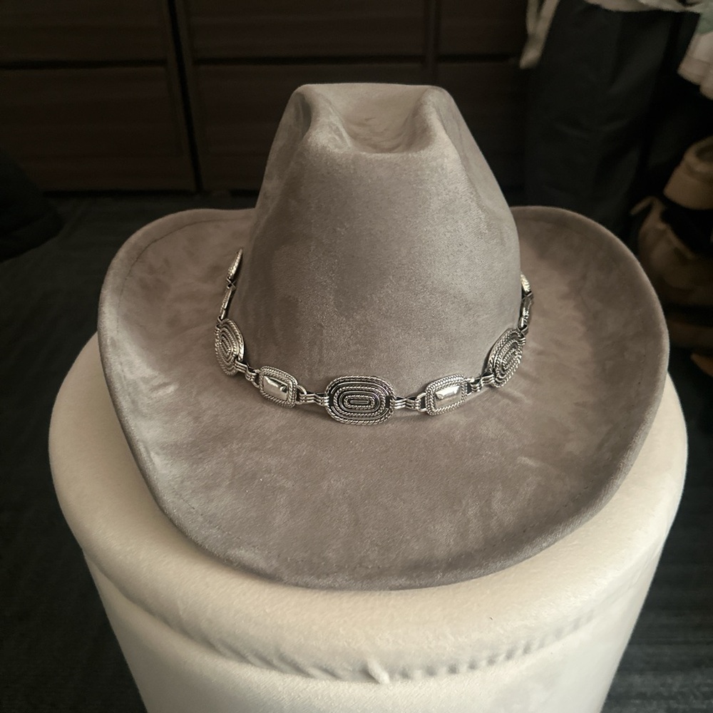 Glicks Stylish Gray Cowboy Hat with Silver Accents (used once- great condition)